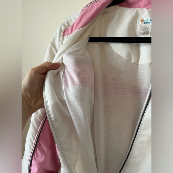Vintage Y2K Pink White Colorblock Windbreaker Jacket Retro Sport Preppy zip up - Picture 5 of 6